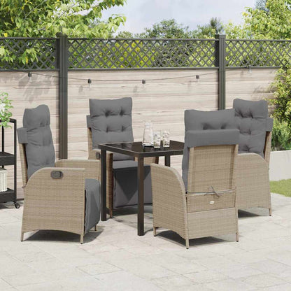 Set da Pranzo per Giardino 5 pcs Beige Poly Rattan - homemem39