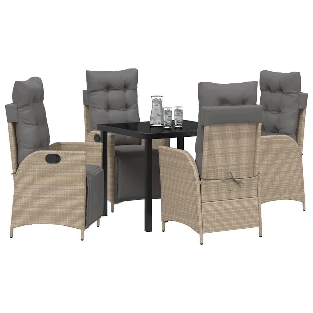 Set da Pranzo per Giardino 5 pcs Beige Poly Rattan - homemem39