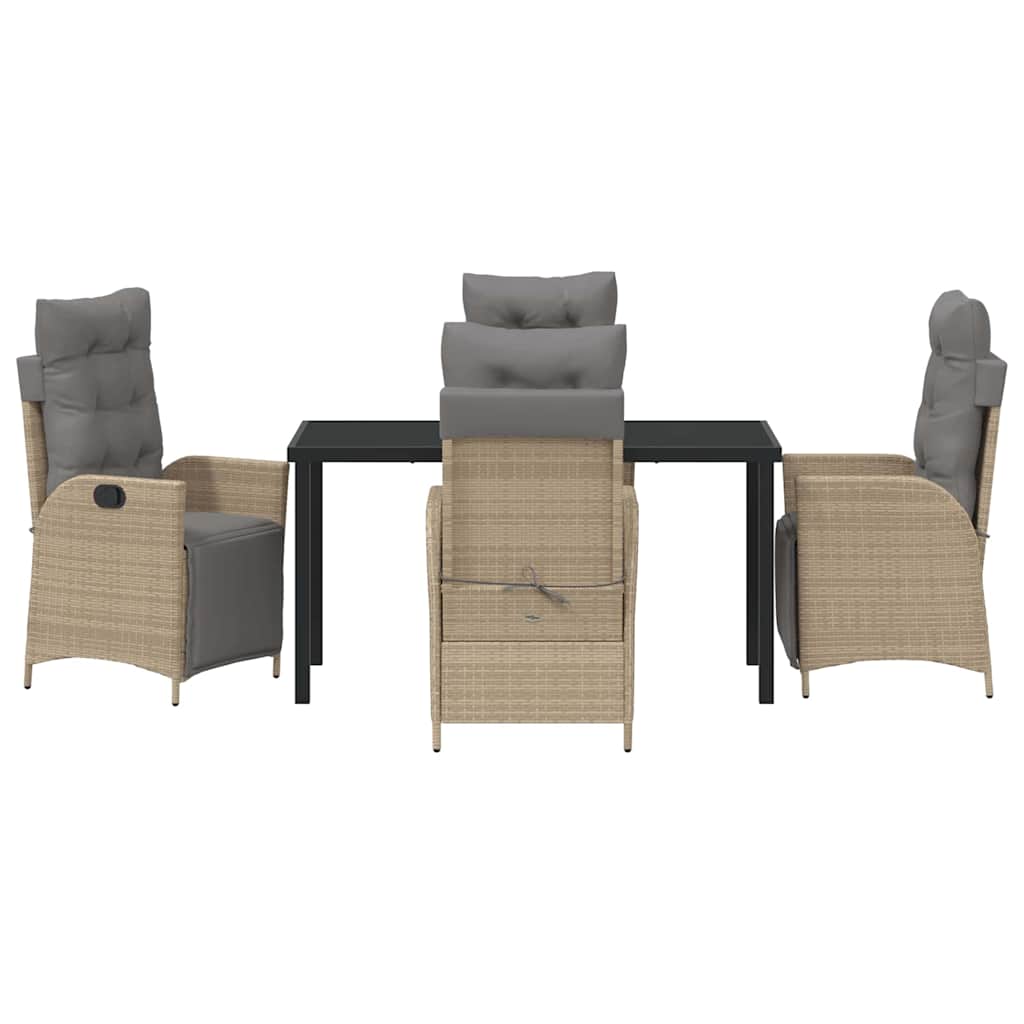 Set da Pranzo per Giardino 5 pcs Beige Poly Rattan - homemem39