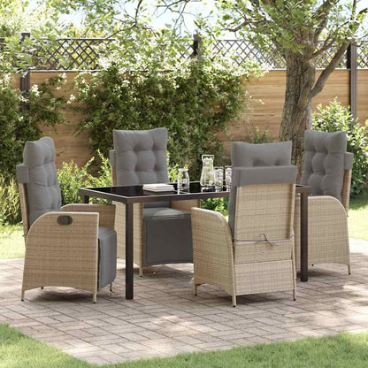 Set da Pranzo per Giardino 5 pcs Beige Poly Rattan - homemem39
