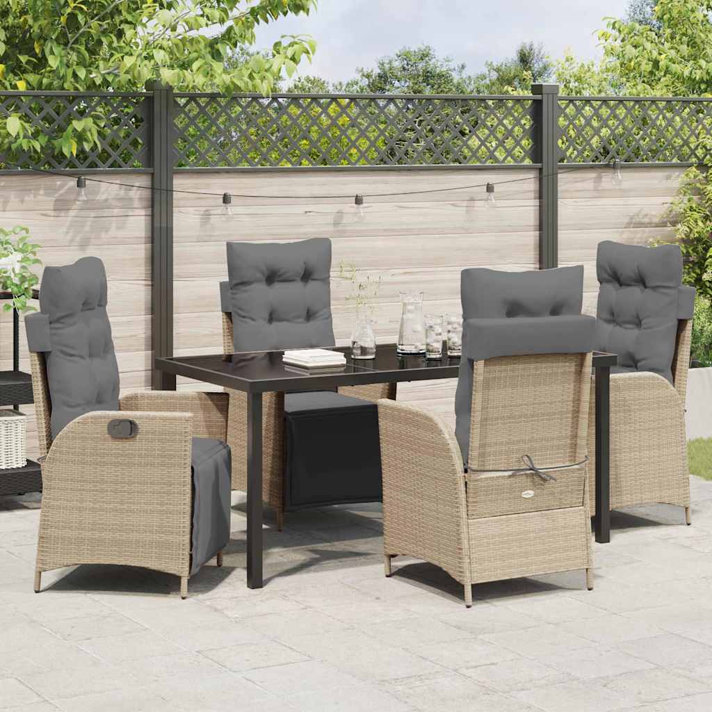 Set da Pranzo per Giardino 5 pcs Beige Poly Rattan - homemem39