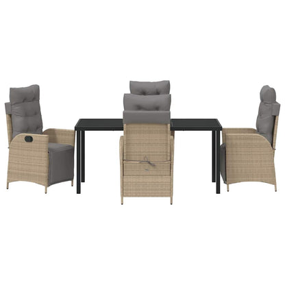 Set da Pranzo per Giardino 5 pcs Beige Poly Rattan - homemem39