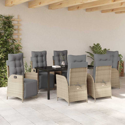 Set da Pranzo per Giardino 7 pcs Beige Poly Rattan - homemem39