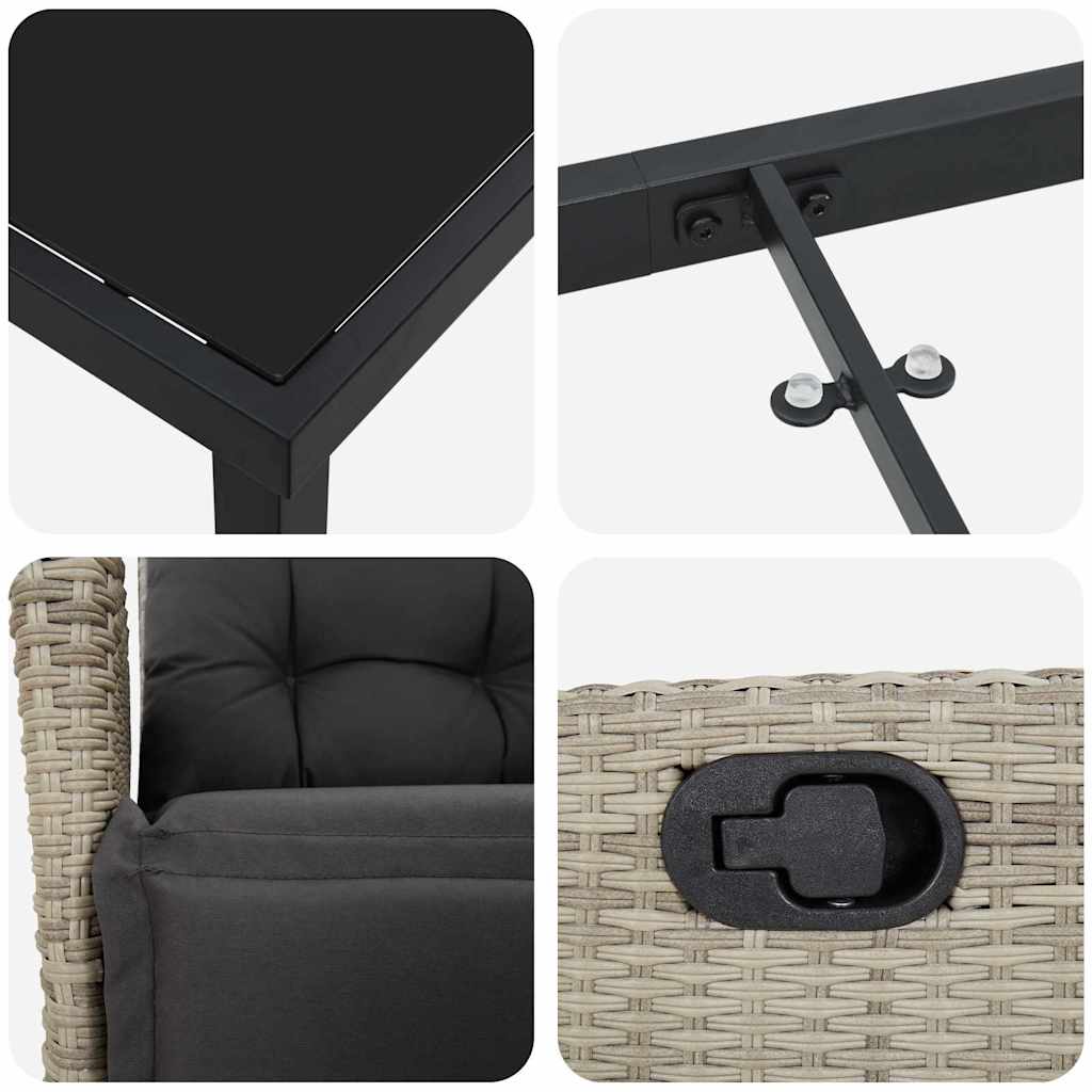 Set da Pranzo per Giardino 5 pcs Grigio chiaro Poly Rattan - homemem39