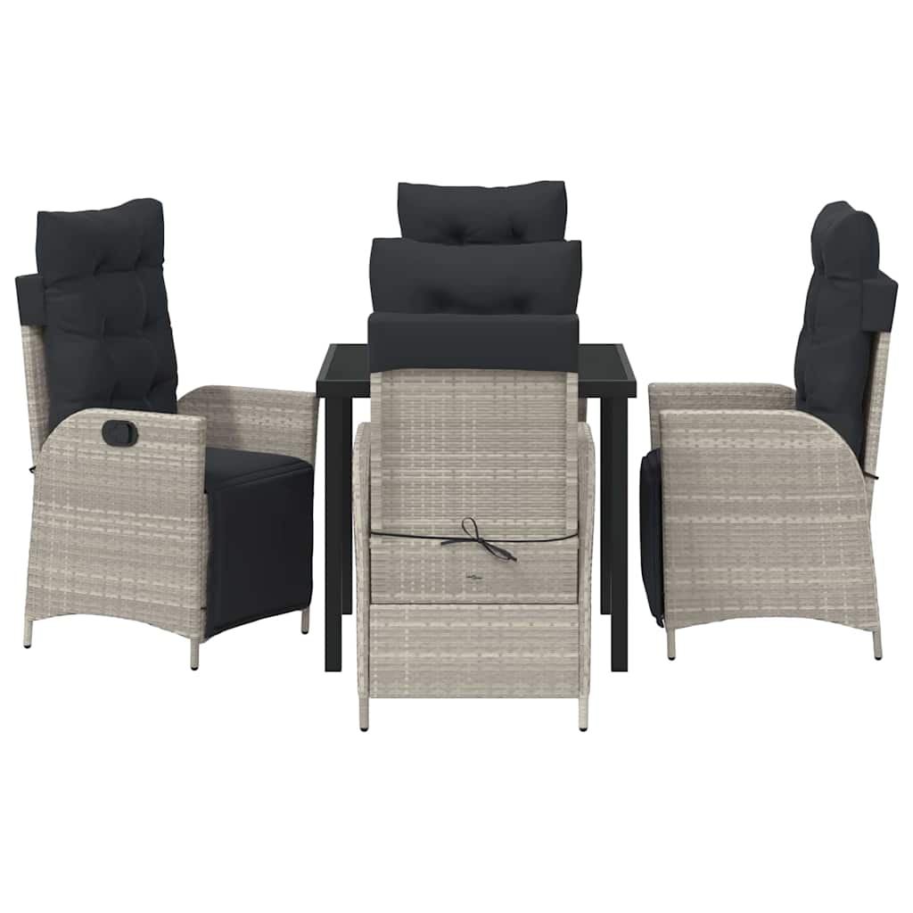 Set da Pranzo per Giardino 5 pcs Grigio chiaro Poly Rattan - homemem39