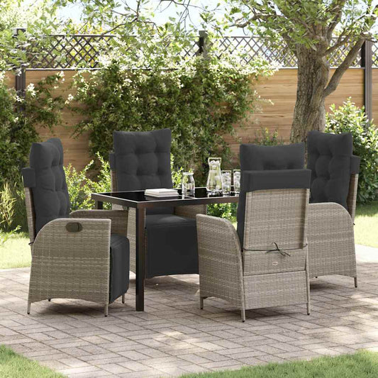 Set da Pranzo per Giardino 5 pcs Grigio chiaro Poly Rattan - homemem39
