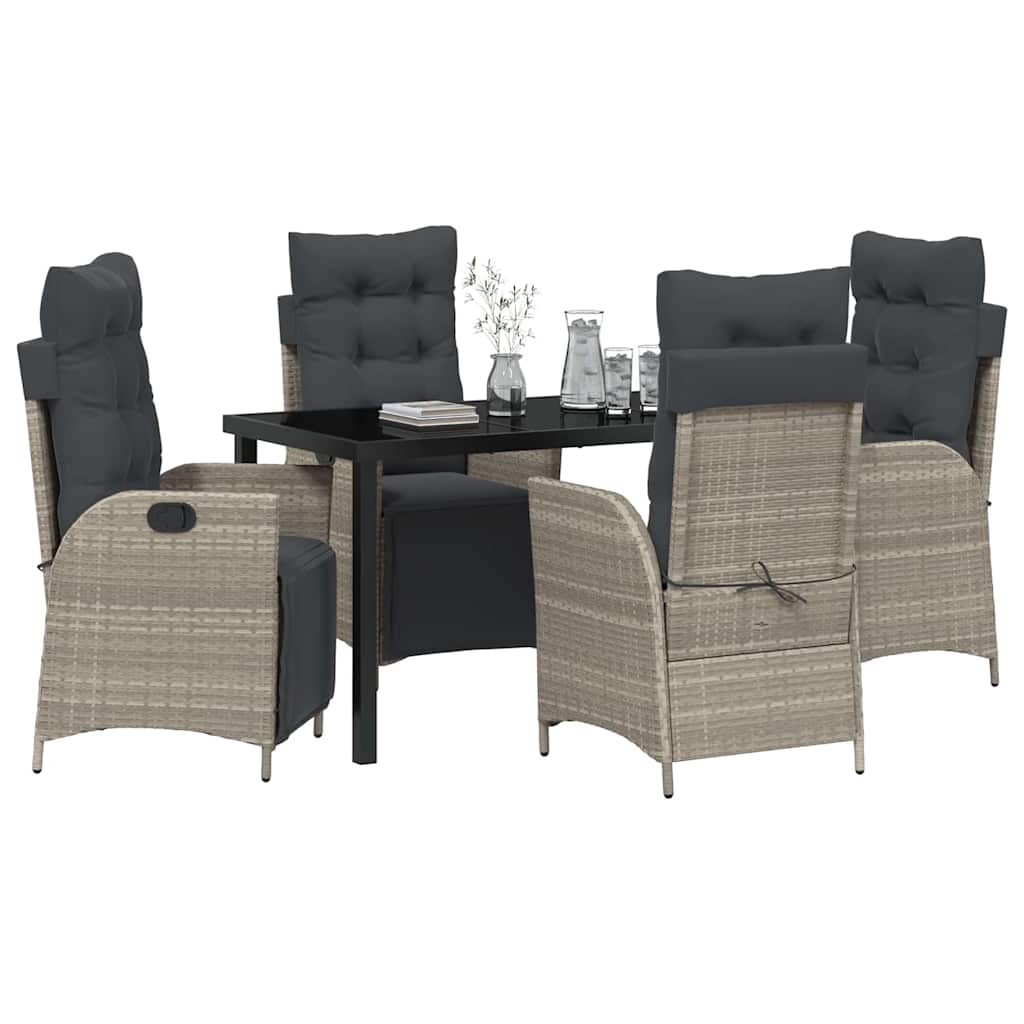 Set da Pranzo per Giardino 5 pcs Grigio chiaro Poly Rattan - homemem39