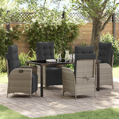 Set da Pranzo per Giardino 5 pcs Grigio chiaro Poly Rattan - homemem39