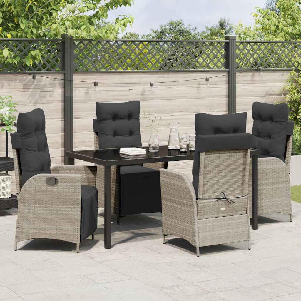 Set da Pranzo per Giardino 5 pcs Grigio chiaro Poly Rattan - homemem39