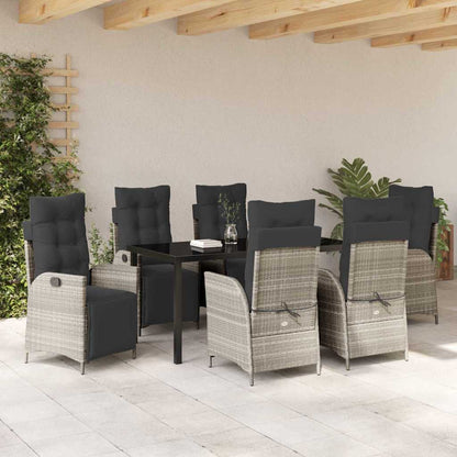 Set da Pranzo per Giardino 7 pcs Grigio chiaro Poly Rattan - homemem39