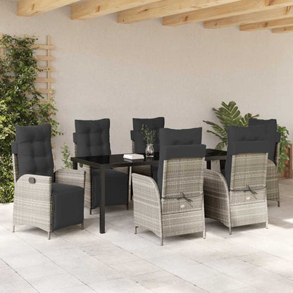 Set da Pranzo per Giardino 7 pcs Grigio chiaro polyrattan | homemem39