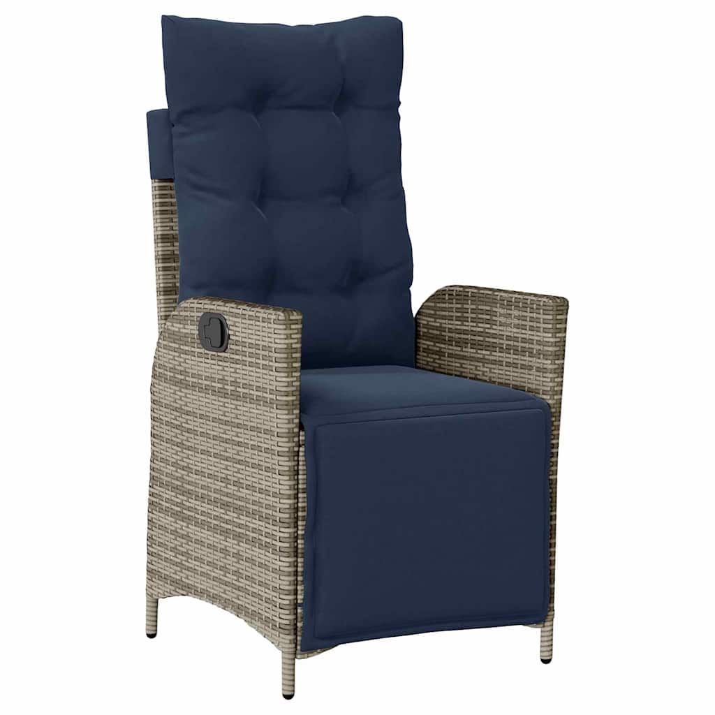 Set da Pranzo per Giardino 3 pcs Grigio e Nero Rattan | homemem39