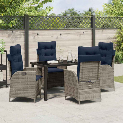 Set da Pranzo per Giardino 5 pcs Grigio e Nero Rattan | homemem39