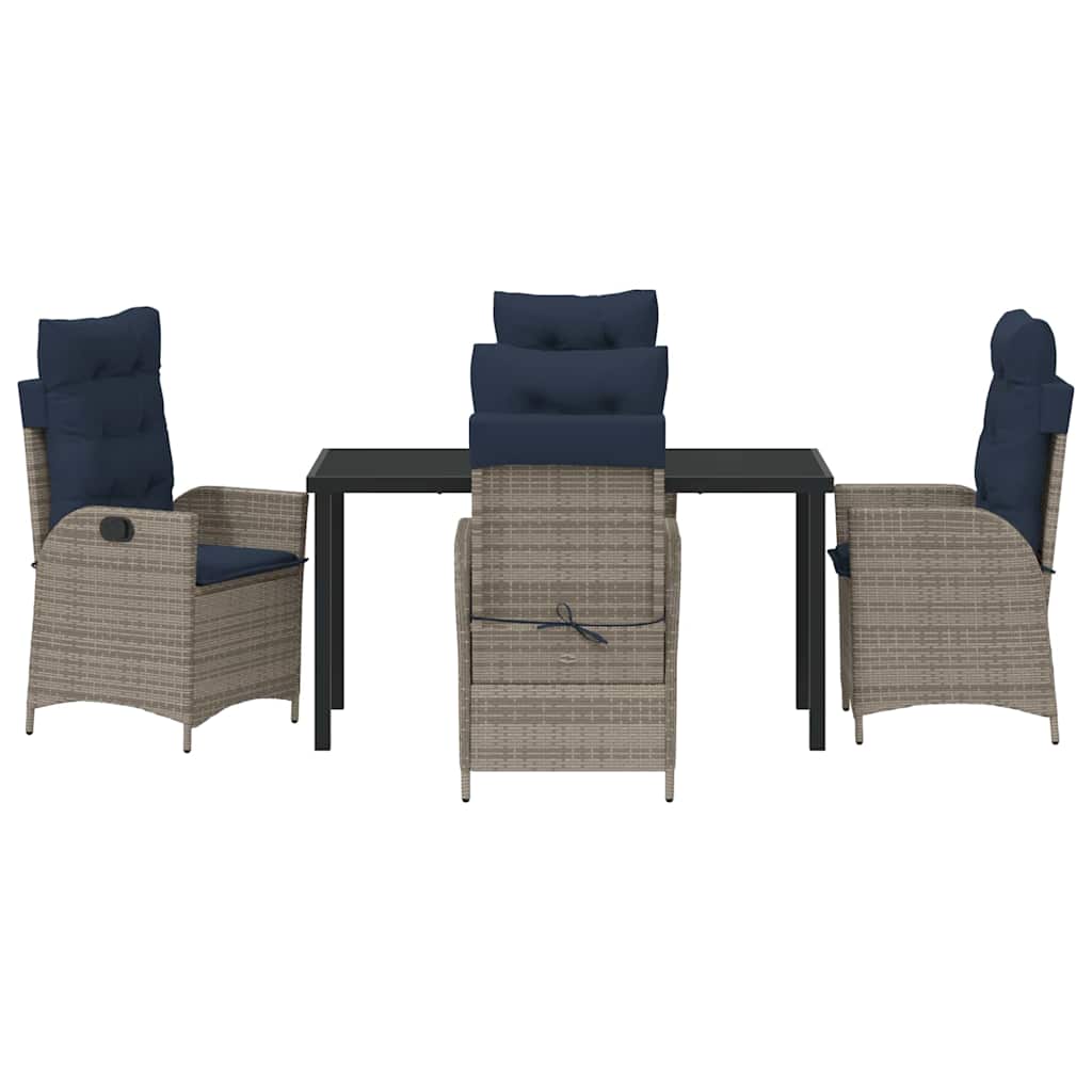 Set da Pranzo per Giardino 5 pcs Grigio e Nero Rattan | homemem39