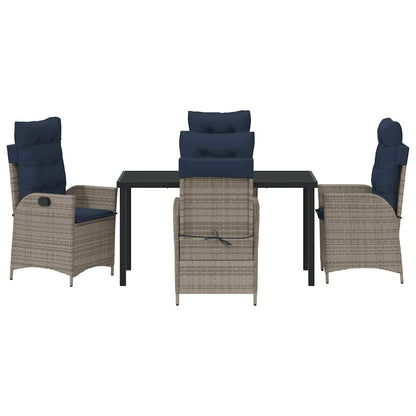 Set da Pranzo per Giardino 5 pcs Grigio e Nero Rattan | homemem39