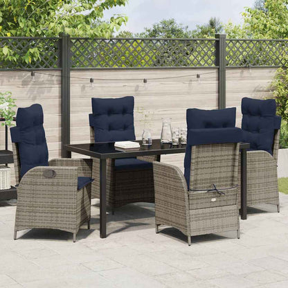 Set da Pranzo per Giardino 5 pcs Grigio e Nero Rattan | homemem39