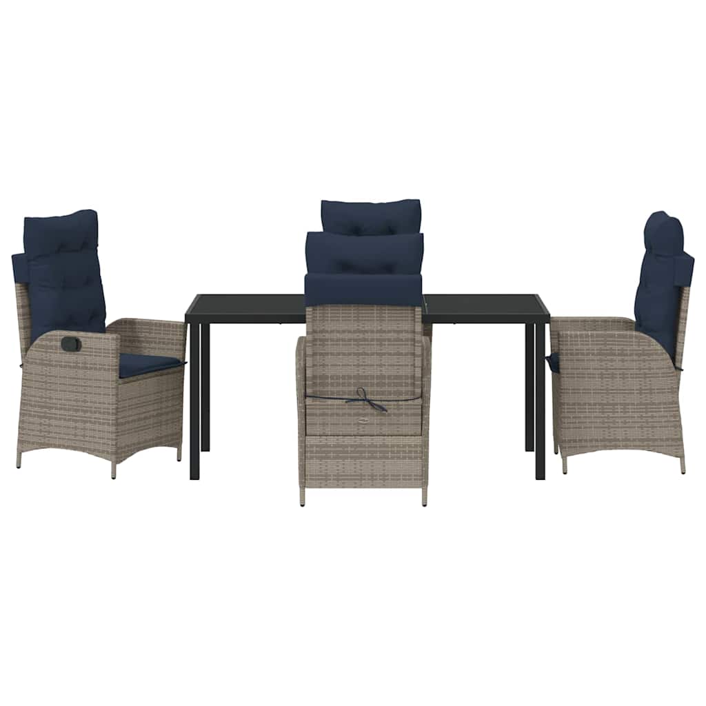Set da Pranzo per Giardino 5 pcs Grigio e Nero Rattan | homemem39