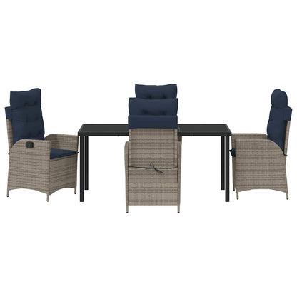 Set da Pranzo per Giardino 5 pcs Grigio e Nero Rattan | homemem39