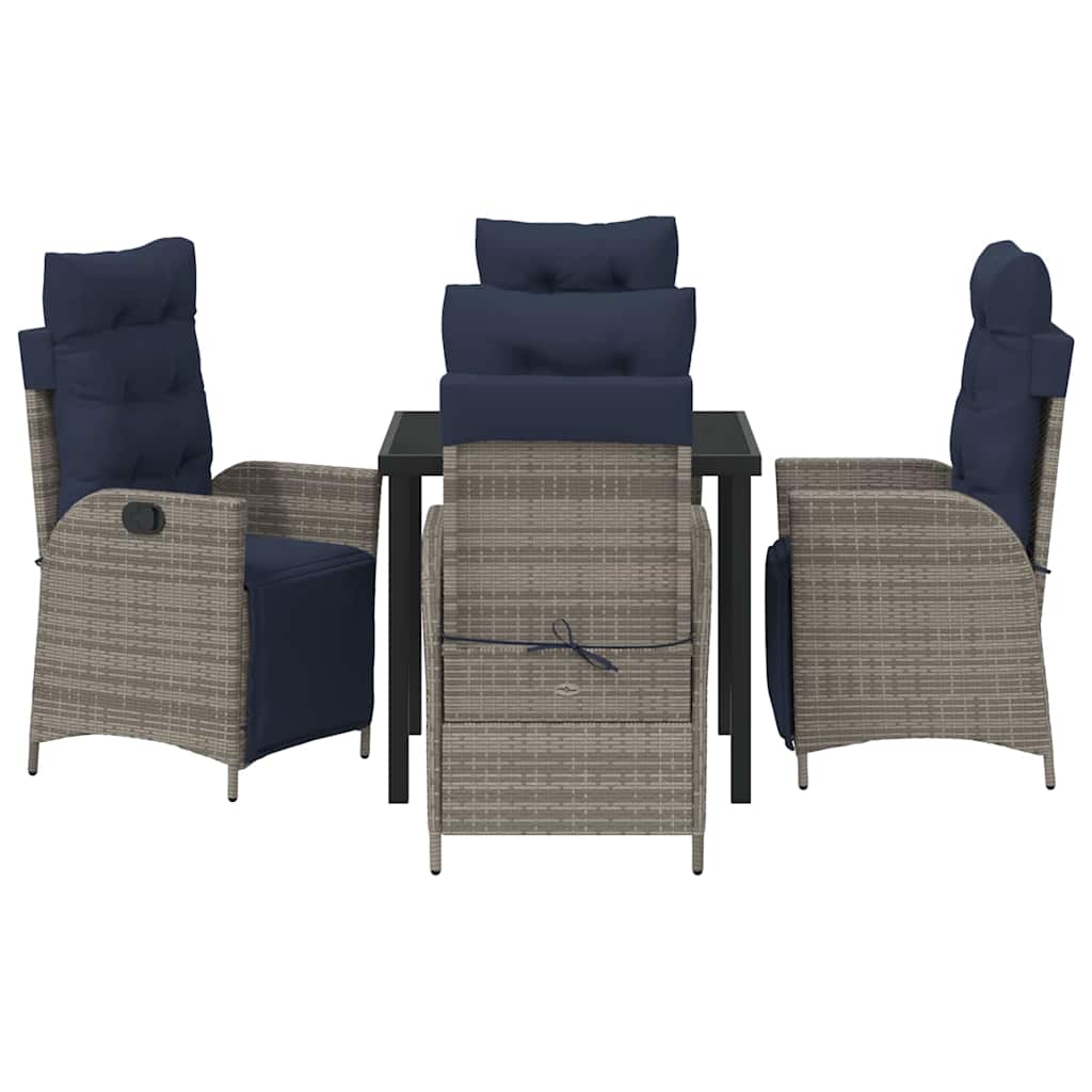 Set da Pranzo per Giardino 5 pcs Grigio e Nero Rattan | homemem39