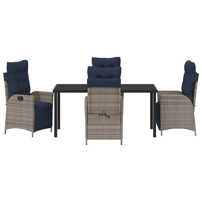Set da Pranzo per Giardino 5 pcs Grigio e Nero Rattan | homemem39