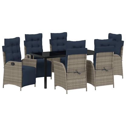 Set da Pranzo per Giardino 7 pcs Grigio e Nero Rattan | homemem39