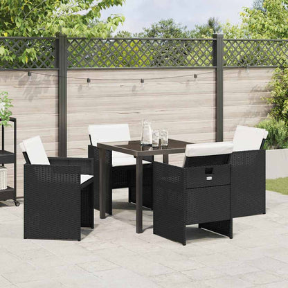 Set da Pranzo per Giardino 5 pcs Nero polyrattan - homemem39