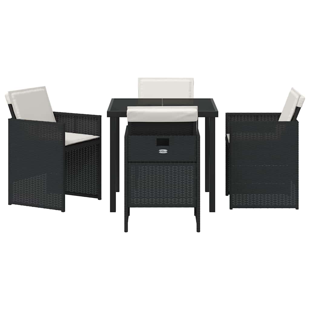 Set da Pranzo per Giardino 5 pcs Nero polyrattan - homemem39
