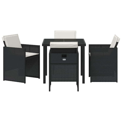 Set da Pranzo per Giardino 5 pcs Nero polyrattan - homemem39