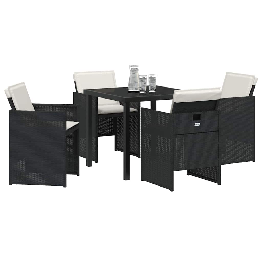 Set da Pranzo per Giardino 5 pcs Nero polyrattan - homemem39