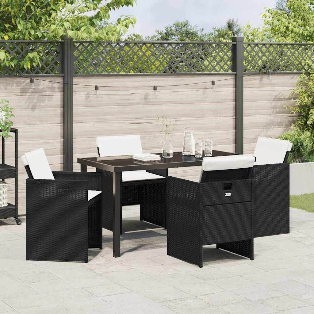 Set da Pranzo per Giardino 5 pcs Nero polyrattan - homemem39