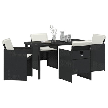 Set da Pranzo per Giardino 5 pcs Nero polyrattan - homemem39