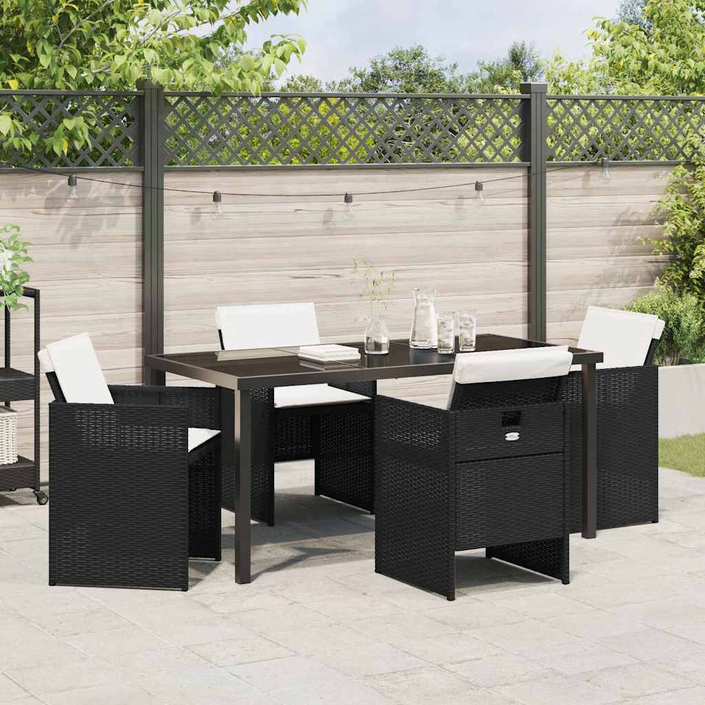 Set da Pranzo per Giardino 5 pcs Nero polyrattan - homemem39