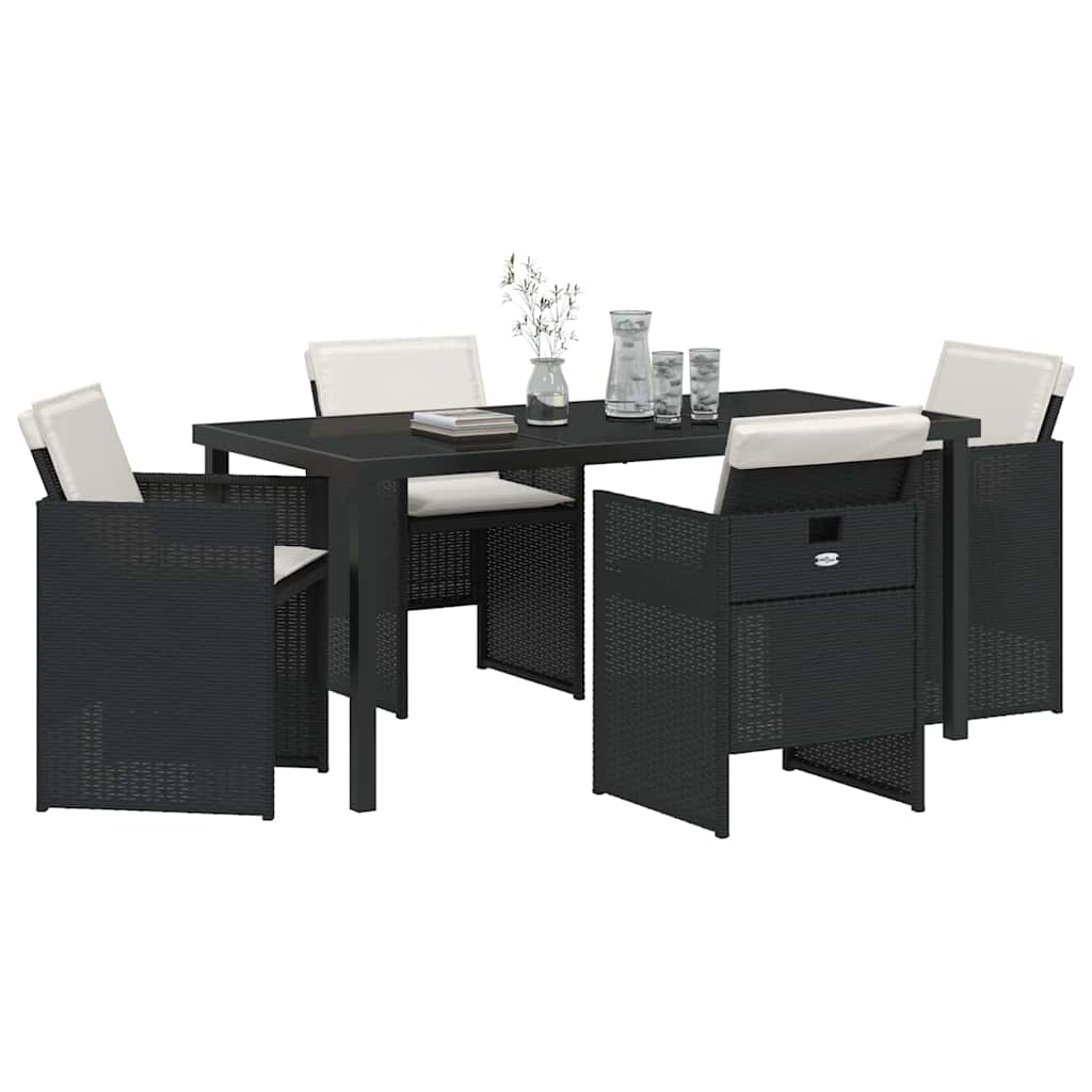 Set da Pranzo per Giardino 5 pcs Nero polyrattan - homemem39