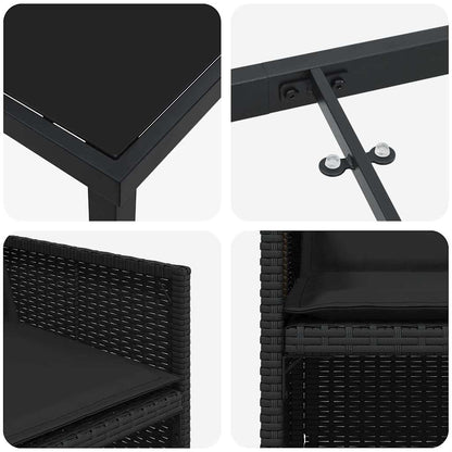 Set da Pranzo per Giardino 5 pcs Nero polyrattan - homemem39