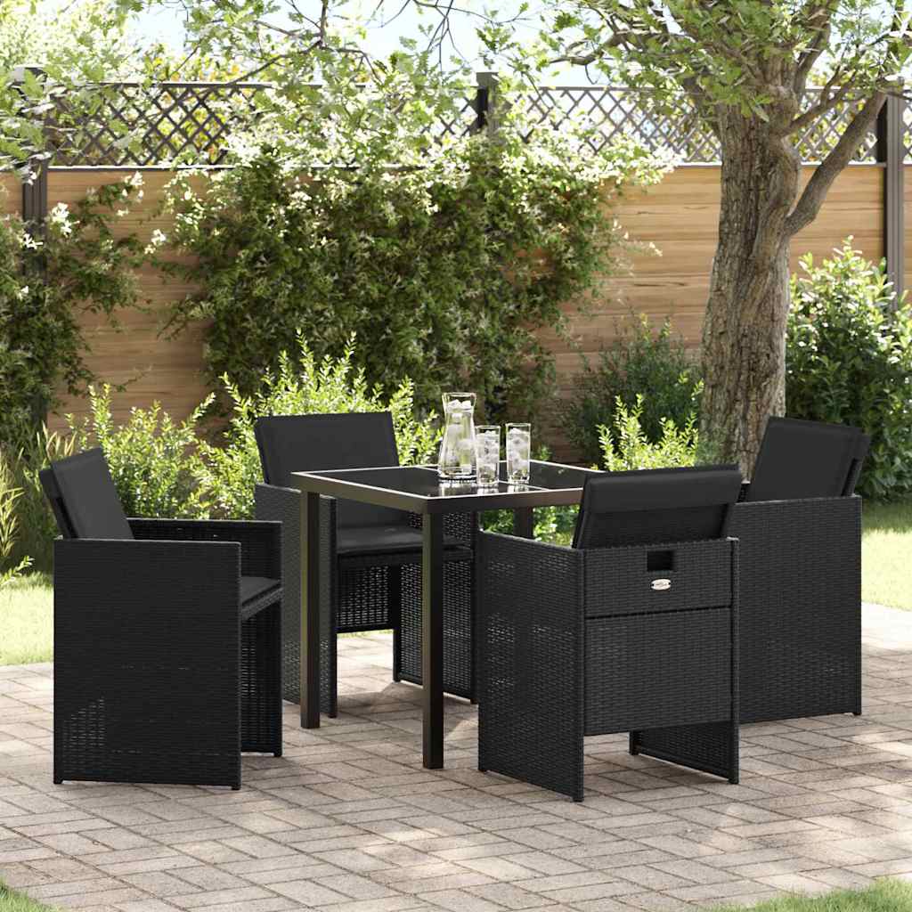 Set da Pranzo per Giardino 5 pcs Nero polyrattan - homemem39