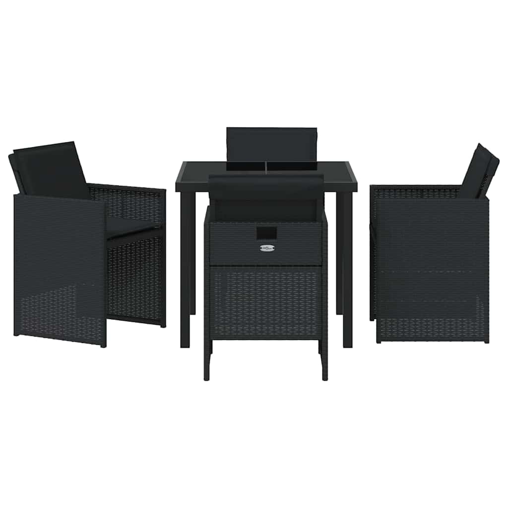 Set da Pranzo per Giardino 5 pcs Nero polyrattan - homemem39