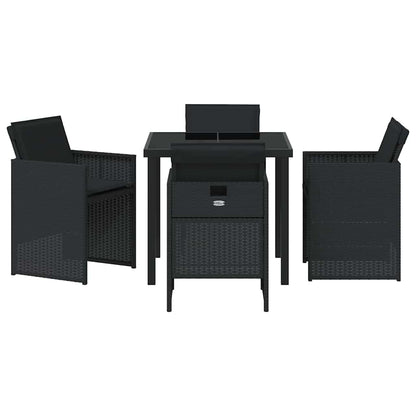 Set da Pranzo per Giardino 5 pcs Nero polyrattan - homemem39