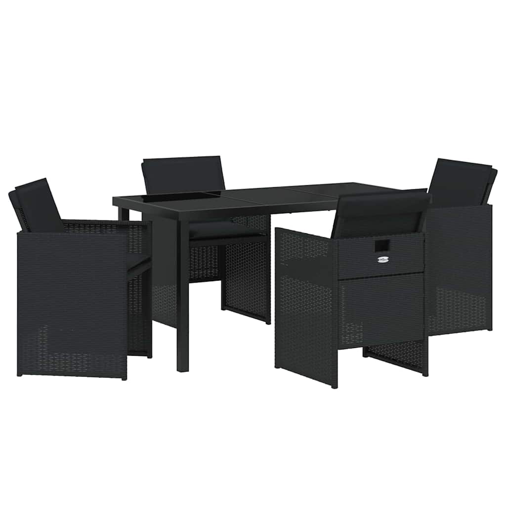 Set da Pranzo per Giardino 5 pcs Nero polyrattan - homemem39