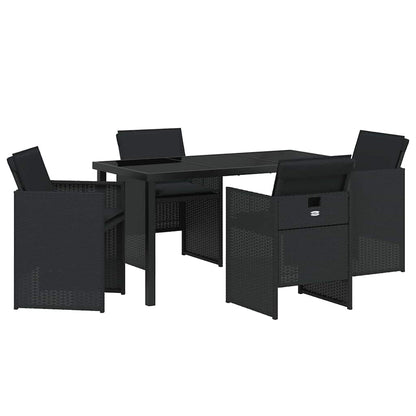 Set da Pranzo per Giardino 5 pcs Nero polyrattan - homemem39