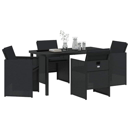 Set da Pranzo per Giardino 5 pcs Nero polyrattan - homemem39