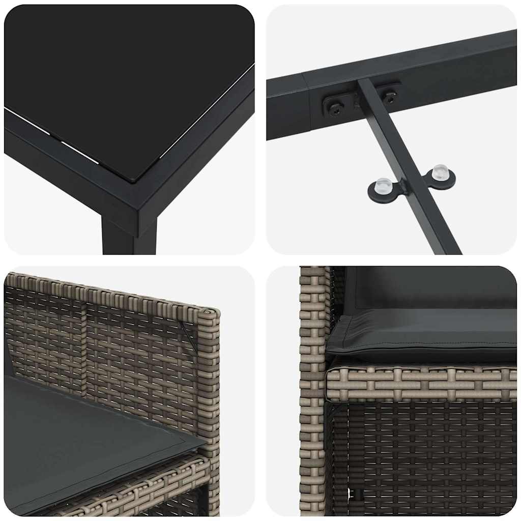 Set da Pranzo per Giardino 5 pcs Grigio polyrattan - homemem39