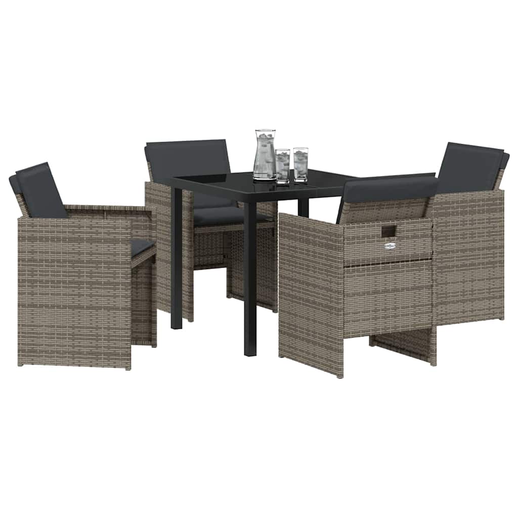 Set da Pranzo per Giardino 5 pcs Grigio polyrattan - homemem39