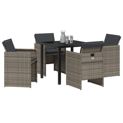 Set da Pranzo per Giardino 5 pcs Grigio polyrattan - homemem39