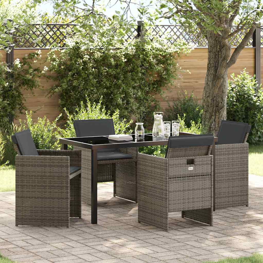 Set da Pranzo per Giardino 5 pcs Grigio polyrattan - homemem39