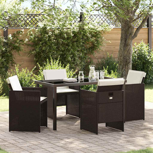 Set da Pranzo per Giardino 5 pcs Marrone polyrattan - homemem39