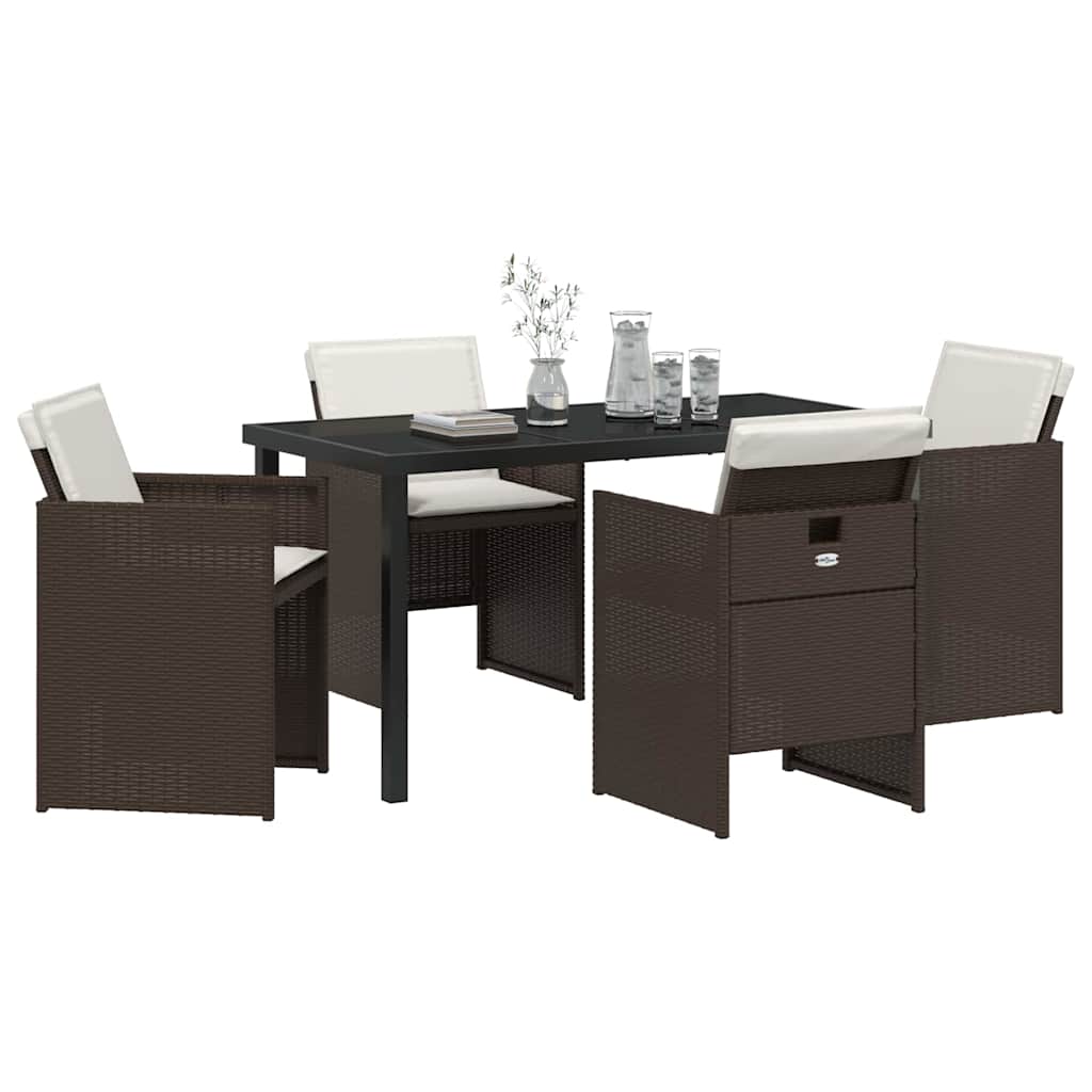 Set da Pranzo per Giardino 5 pcs Marrone polyrattan - homemem39