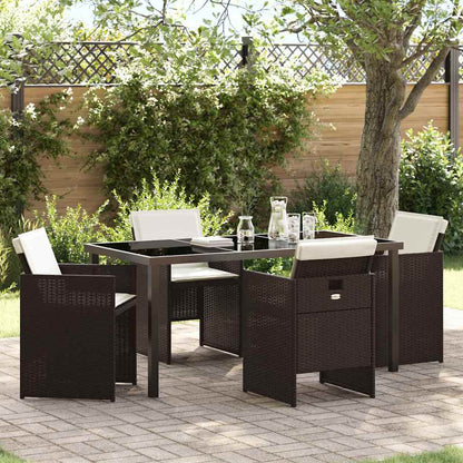 Set da Pranzo per Giardino 5 pcs Marrone polyrattan - homemem39
