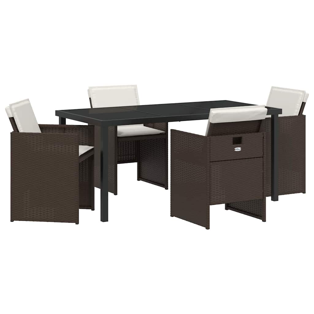 Set da Pranzo per Giardino 5 pcs Marrone polyrattan - homemem39