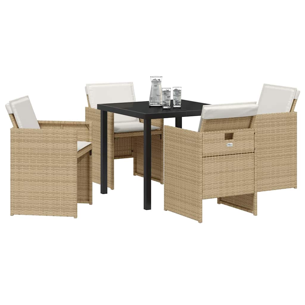 Set da Pranzo per Giardino 5 pcs Beige polyrattan - homemem39
