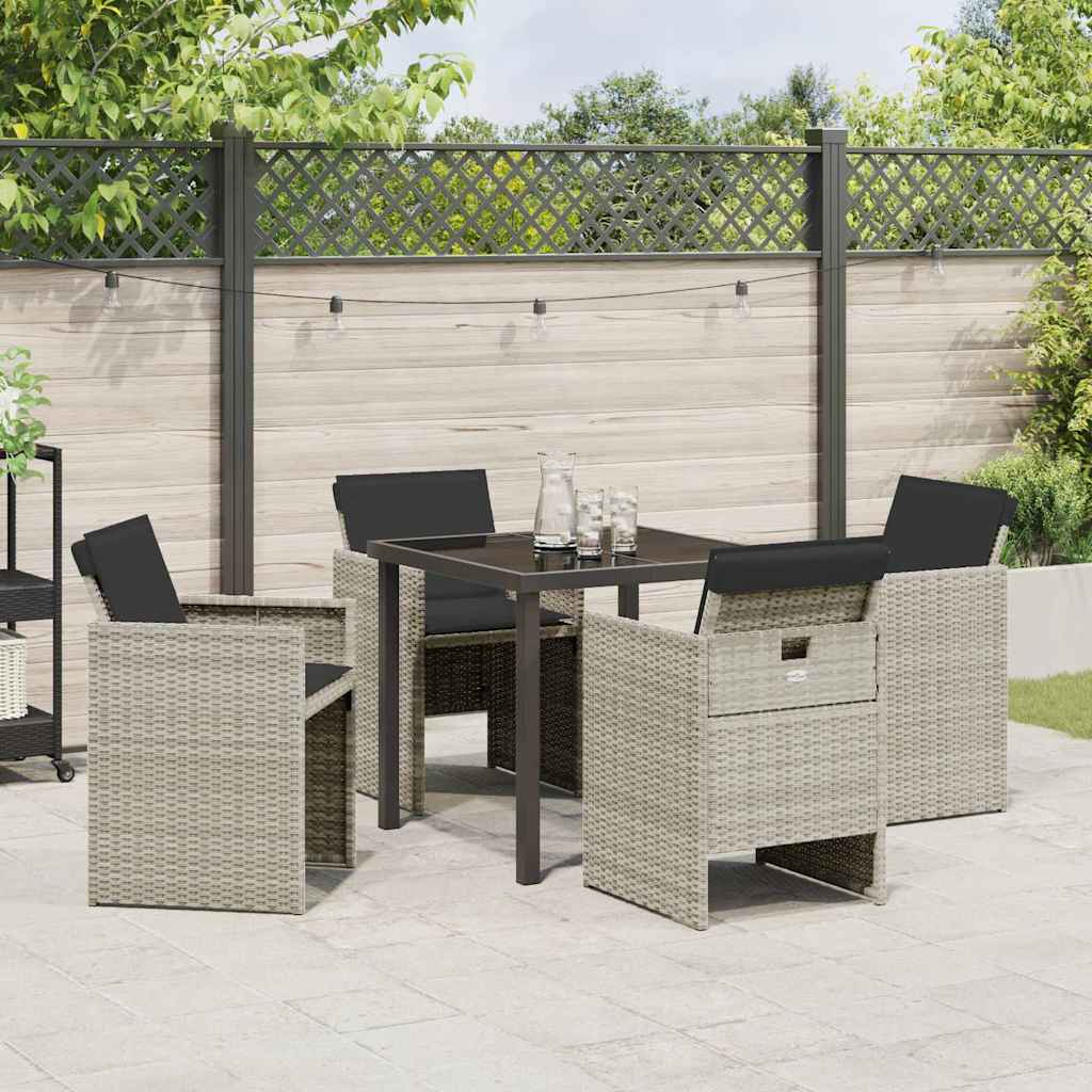Set da Pranzo per Giardino 5 pcs Grigio chiaro polyrattan - homemem39